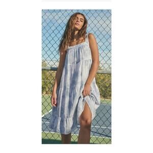 Rails Amaya Dress Cascade Tie Dye Blue White A Line Casual XL $188